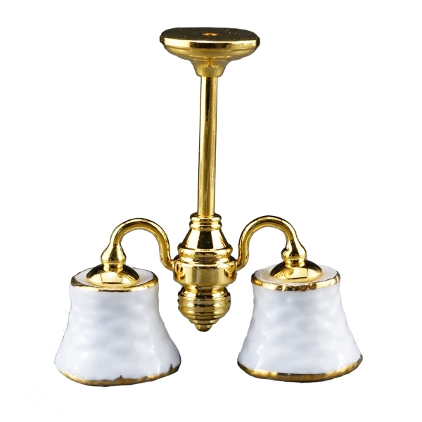 Picture of Double Lampshade gold/white