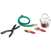 Picture of Garden tools with hedge trimmer, hose and porcelain basket