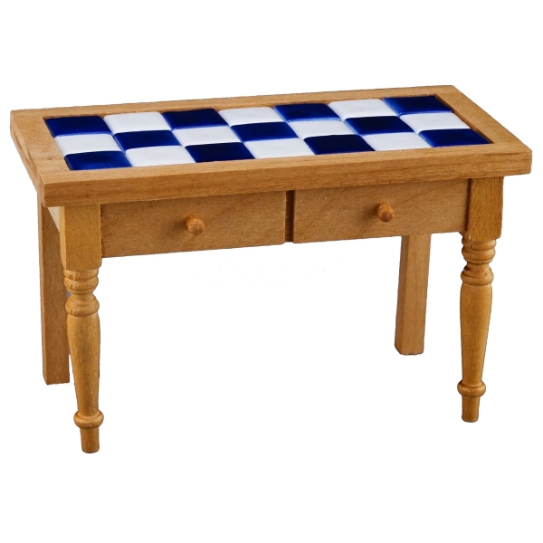 Picture of Kitchen Table with Tiles blue/white