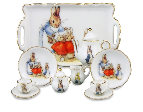 Picture of Miniature Tea Set with Tray "Peter Rabbit Classic" - Size 1:10