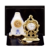 Picture of Clock Duo - porcelain Art Nouveau Clock and gilt Pillar Clock