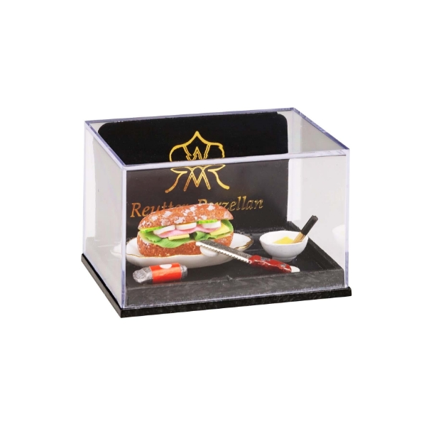 Picture of Sandwich on Serving Plate with Mustard and Knive