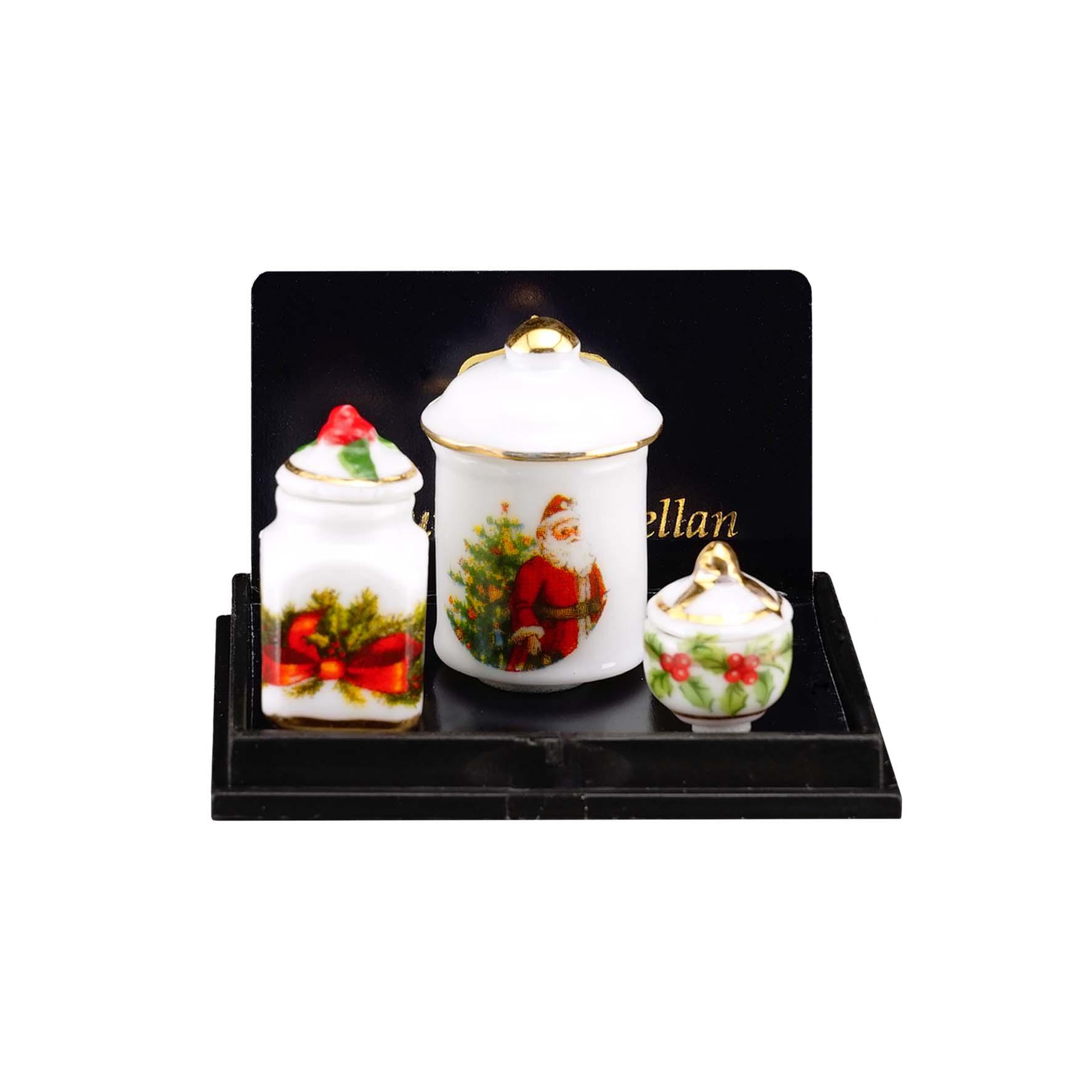 Onlineshop der Reutter Miniaturen GmbH.3 Jars with Chirstmas Design