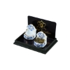 Picture of 2 salt cellars, one with a metal lid - Blue Onion Gold Design