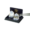 Picture of 2 salt cellars, one with a metal lid - Blue Onion Gold Design