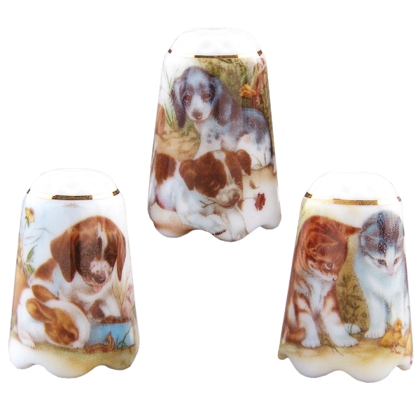 Picture of Thimble Tall "Dogs and Cats" - Set of 3