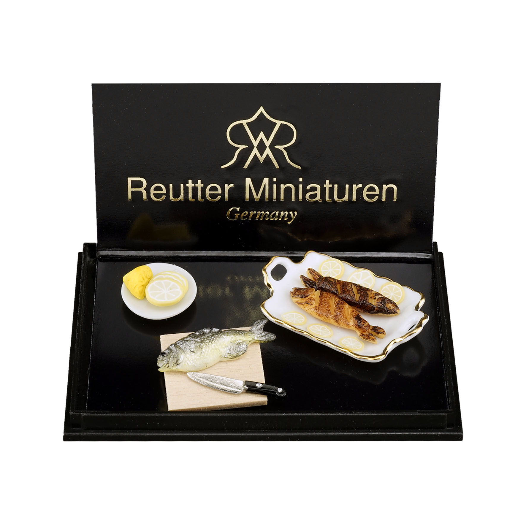 Onlineshop der Reutter Miniaturen GmbH.Gegrillter Fisch mit Zitronen