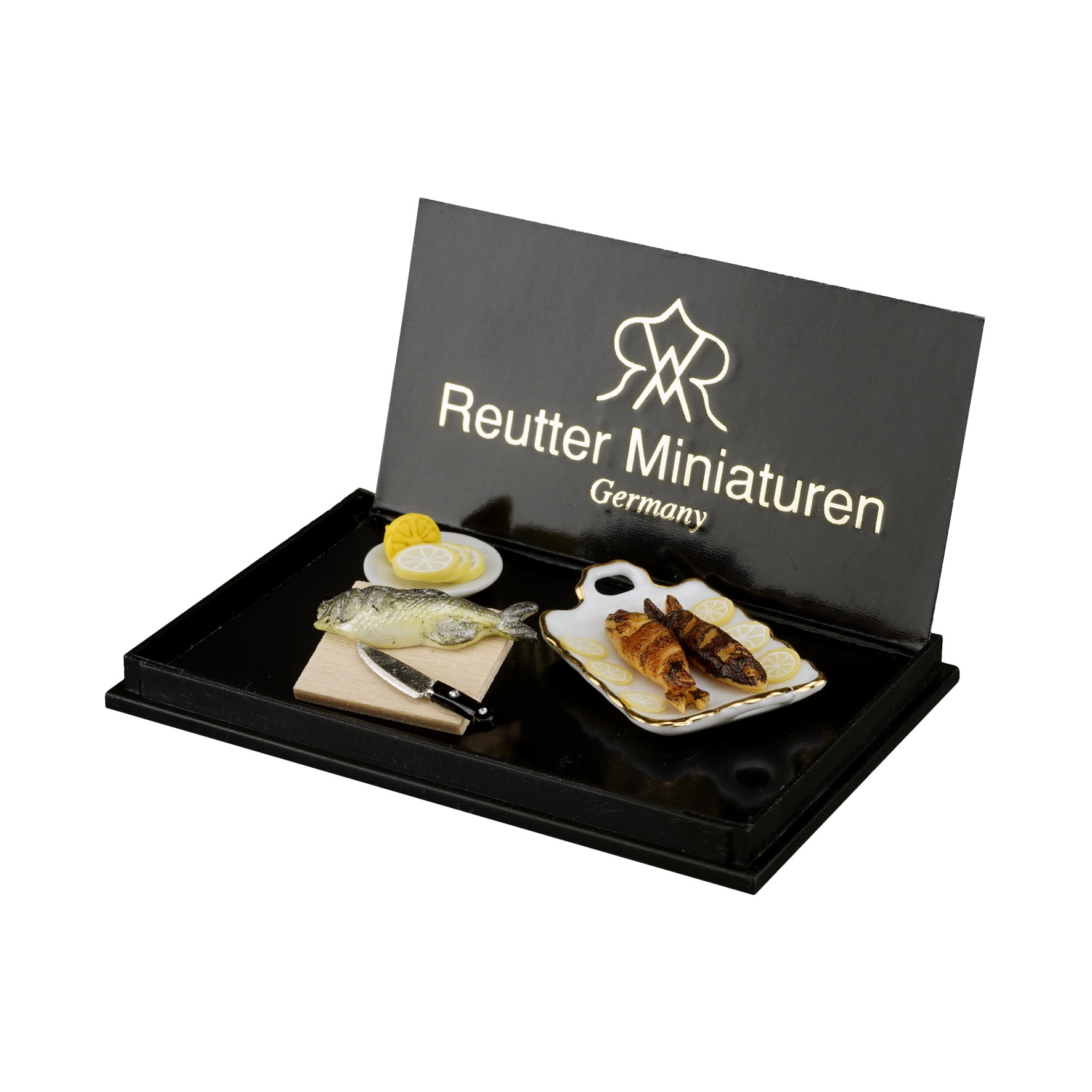 Onlineshop der Reutter Miniaturen GmbH.Gegrillter Fisch mit Zitronen