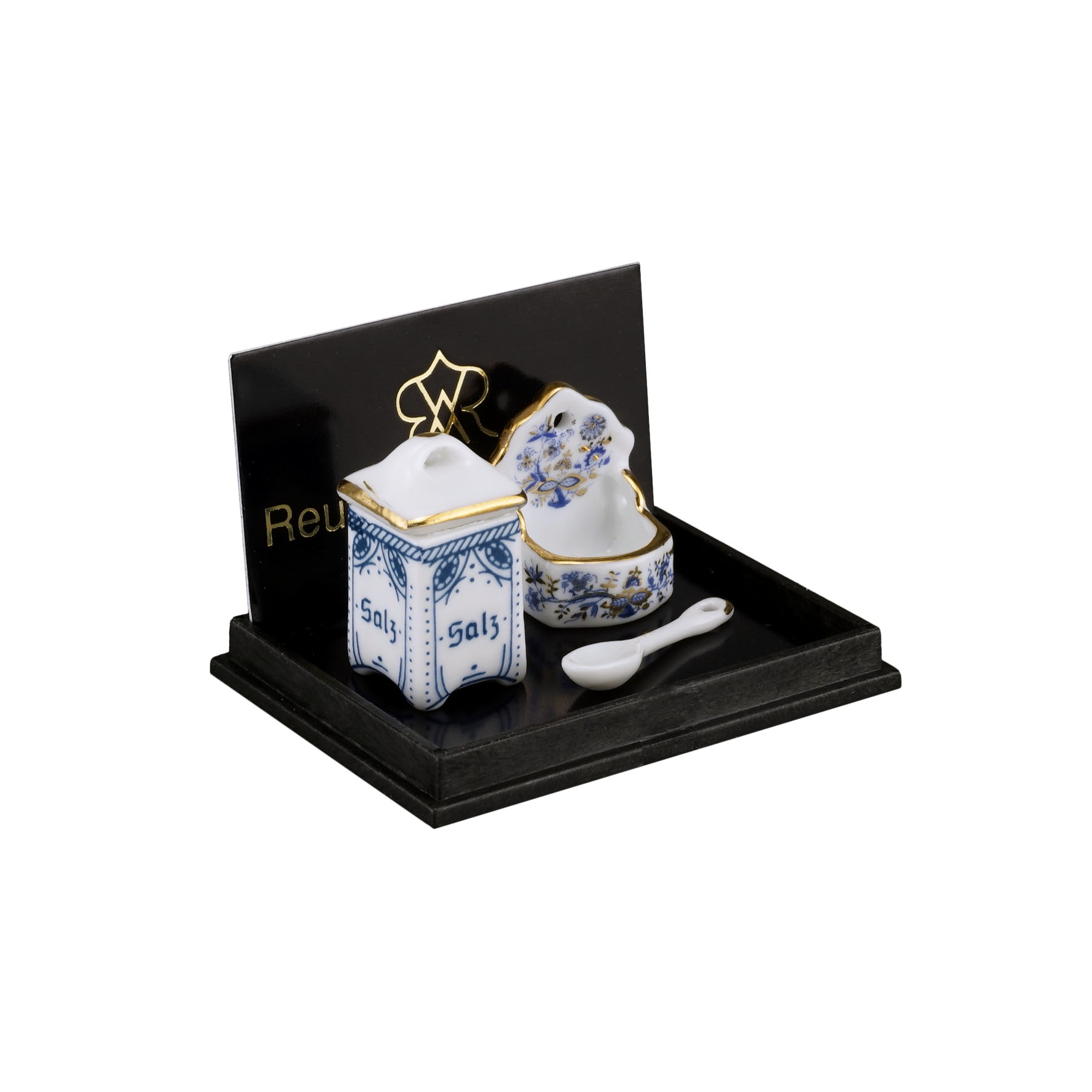 Onlineshop der Reutter Miniaturen GmbH.Salt Jar with Storage Box - Blue ...