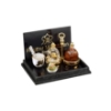 Picture of Whisky Set with Ice cubes and Olives in golden, metal bottle carrier