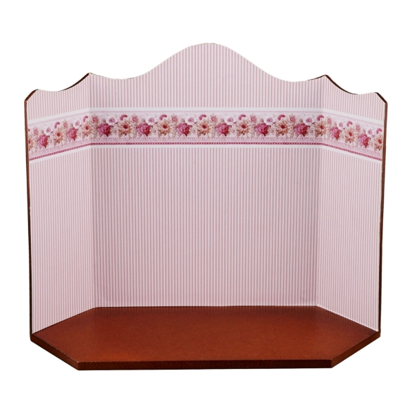 Picture of Wooden Display with pink Wallpaper - empty