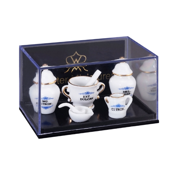 Bild von Arzneimittel Rezeptur - Set aus 5 Porzellangefäßen