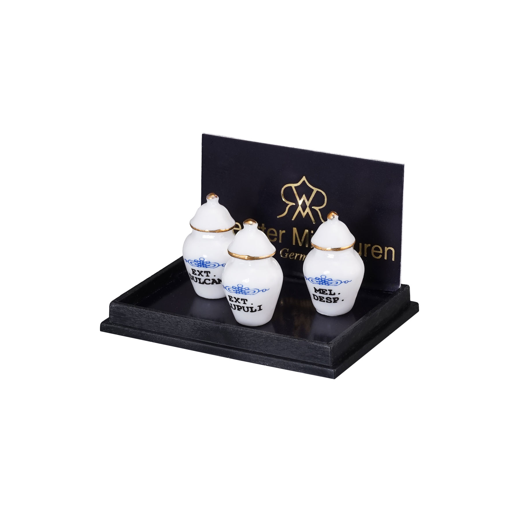 Onlineshop der Reutter Miniaturen GmbH.3 Pharmacy Jars - Porcelain