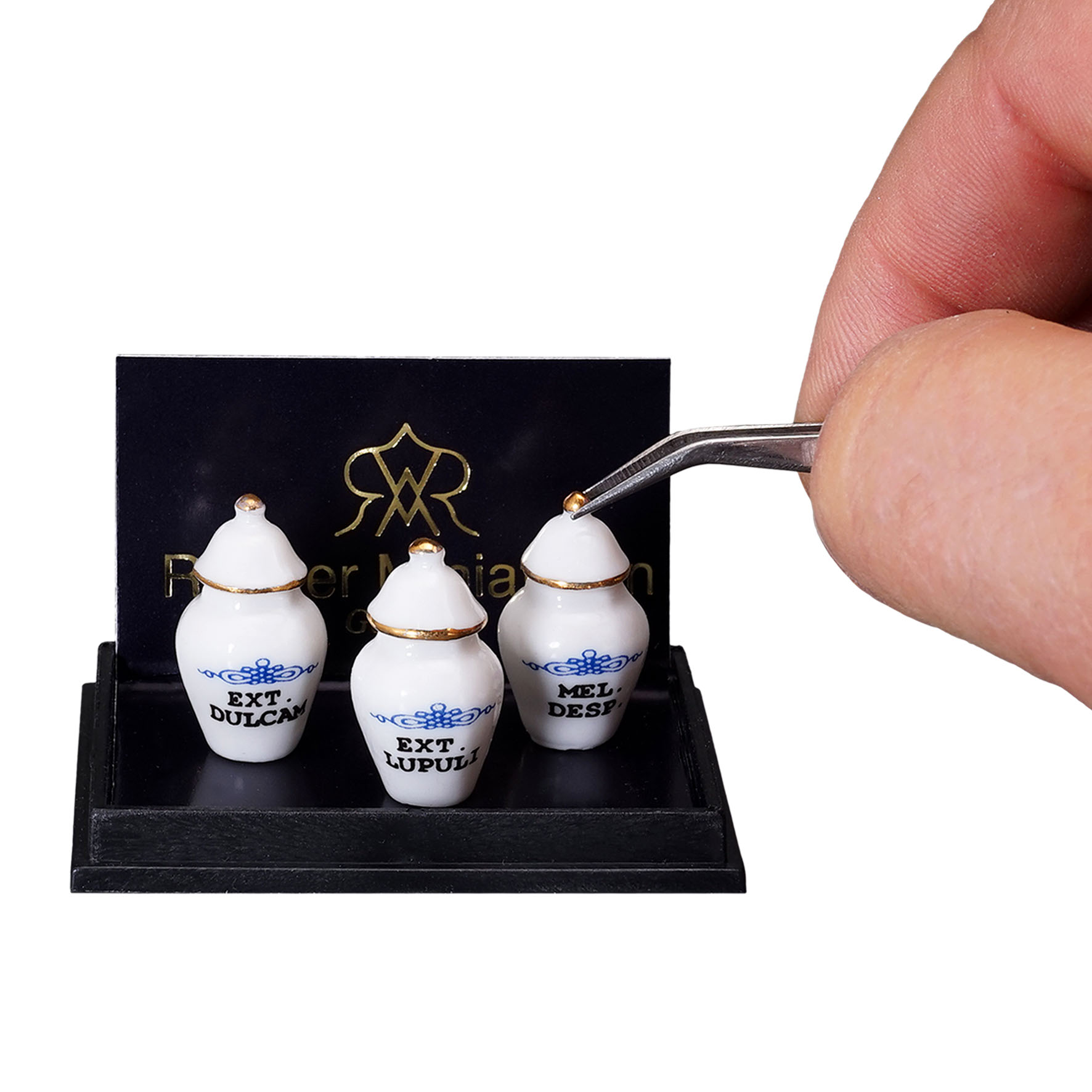 Onlineshop der Reutter Miniaturen GmbH.3 Pharmacy Jars - Porcelain