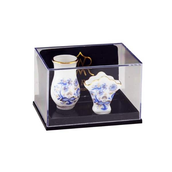 Picture of Flower Vase and Floor Vase - Blue Onion Gold Design