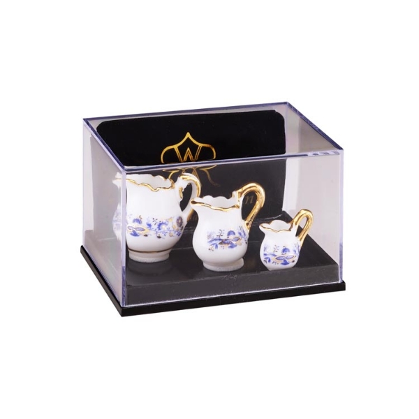 Picture of 3 Milk Jugs in different Sizes - Blue Onion Gold Design