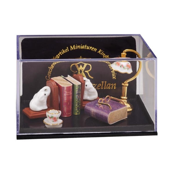 Picture of Reading Time with Books, Teacup, Glasses and Lamp - Rose Design