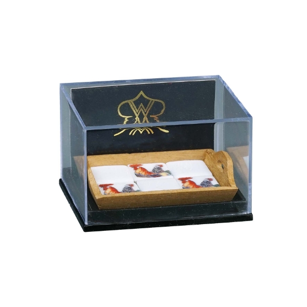 Bild von Holztablett mit Porzellanfliesen Dekor "Hahn"